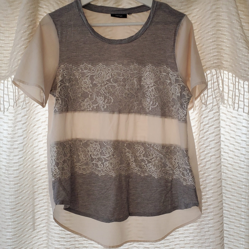 Grey & White Loose Blouse